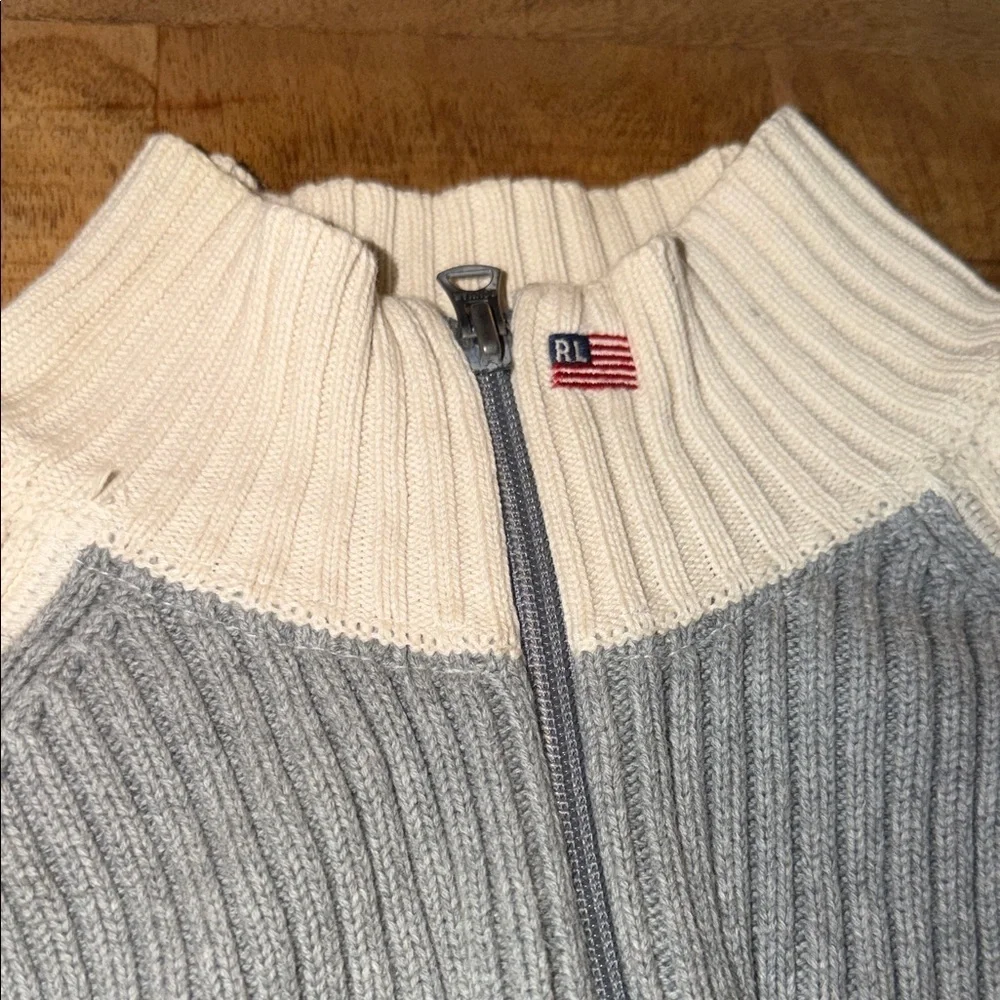 Polo by Ralph Lauren Gray and Cream Men's Sweater